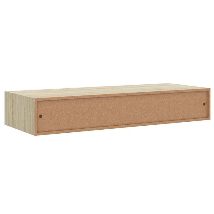 Wall-Mounted Drawer Shelf Oak And White 60X23.5X10Cm Mdf Ttbxlt