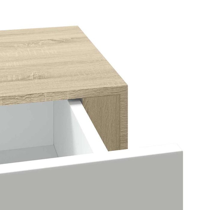 Wall-Mounted Drawer Shelf Oak And White 60X23.5X10Cm Mdf Ttbxlt
