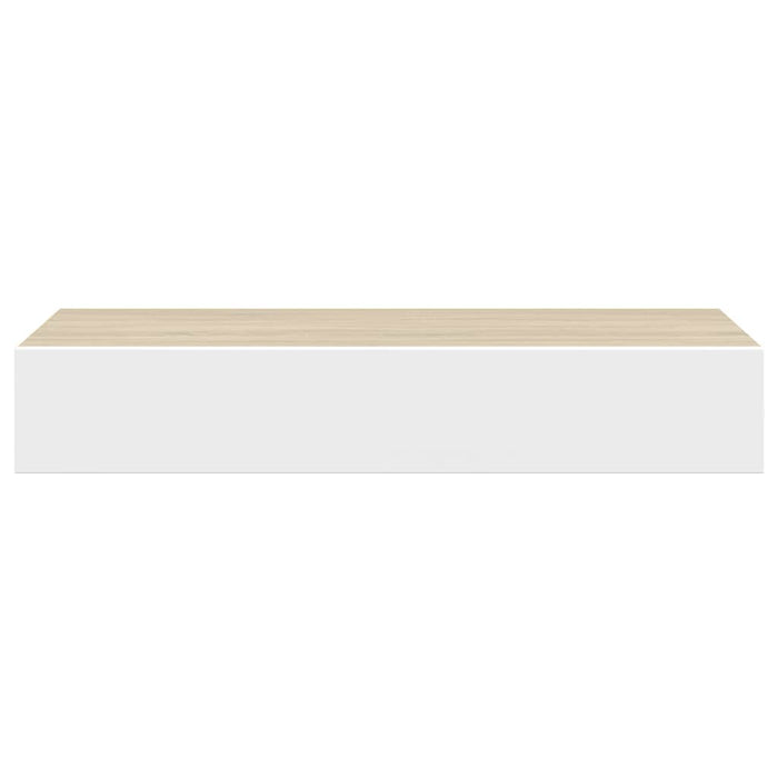 Wall Drawer Shelves 2 Pcs Oak And White 60X23.5X10Cm Mdf Ttbxla