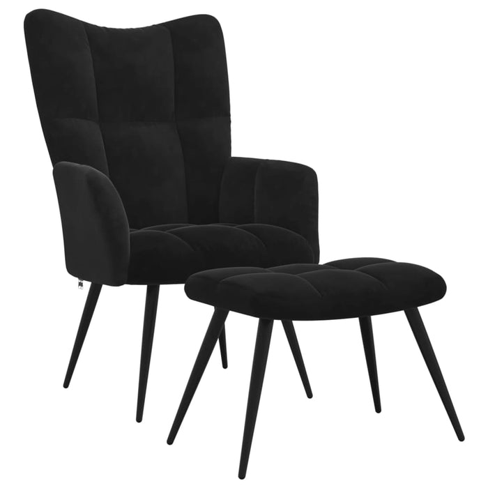 Relaxing Chair With A Stool Black Velvet Txnbkb
