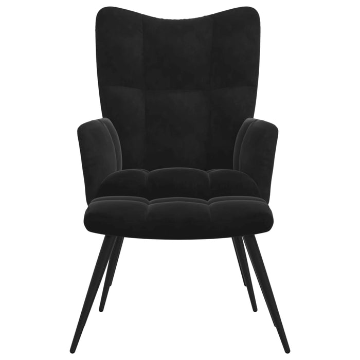 Relaxing Chair With A Stool Black Velvet Txnbkb