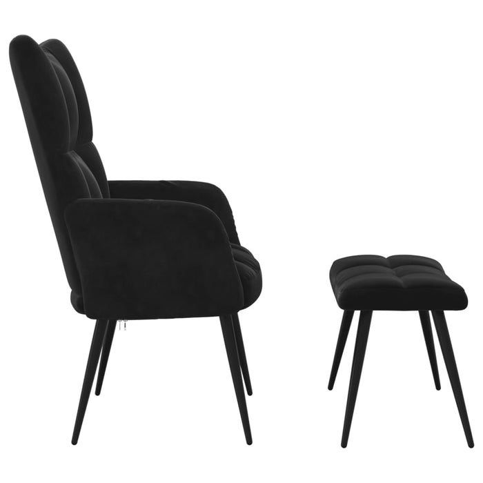 Relaxing Chair With A Stool Black Velvet Txnbkb