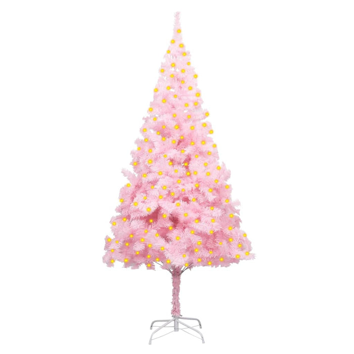 Artificial Pre-Lit Christmas Tree With Stand Pink 210 Cm Pvc Tbiiaoa