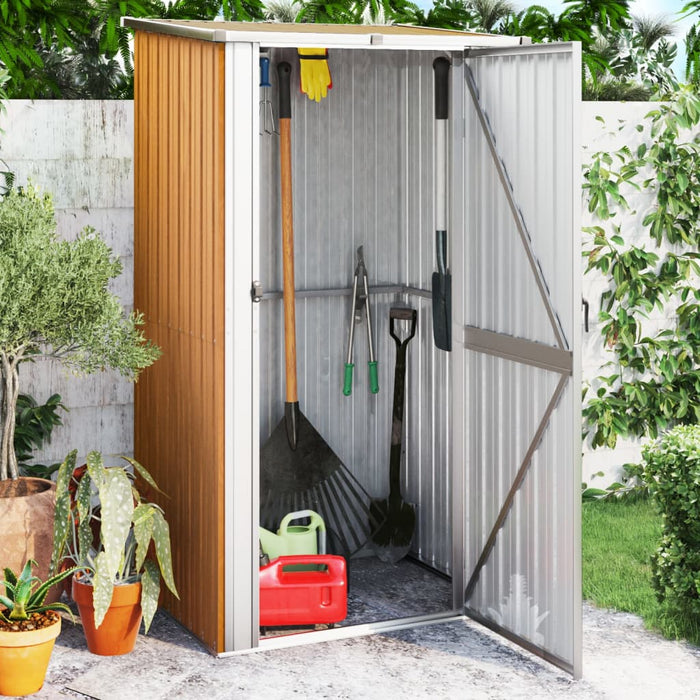 Garden Shed Brown 118.5X97X209.5 Cm Galvanised Steel Opbkbx