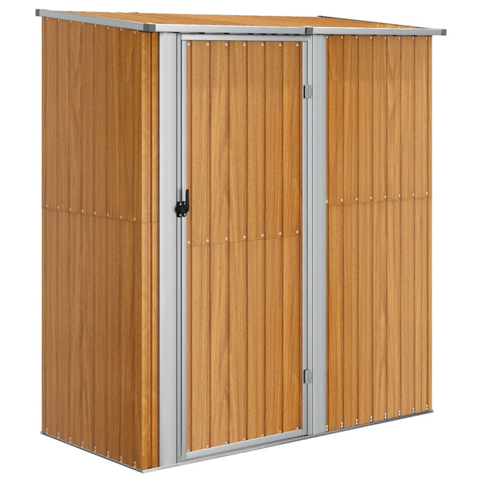 Garden Shed 180.5X97X209.5 Cm Galvanised Steel Wooden Look Opbkbl