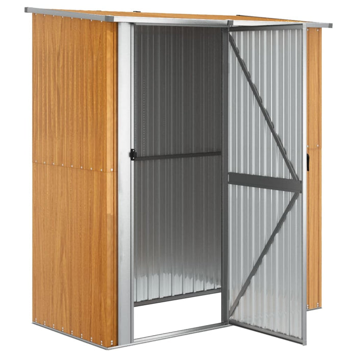Garden Shed 180.5X97X209.5 Cm Galvanised Steel Wooden Look Opbkbl