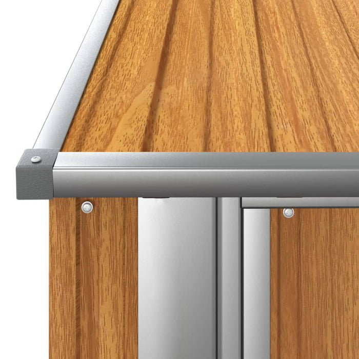 Garden Shed 180.5X97X209.5 Cm Galvanised Steel Wooden Look Opbkbl