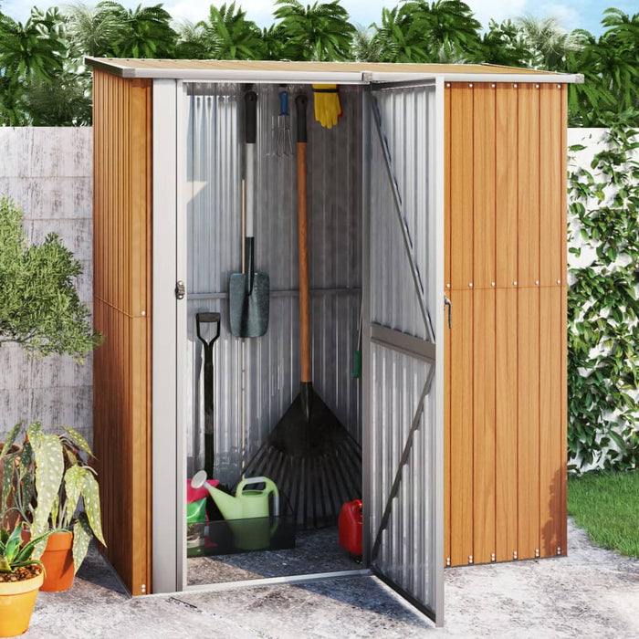Garden Shed 180.5X97X209.5 Cm Galvanised Steel Wooden Look Opbkbl