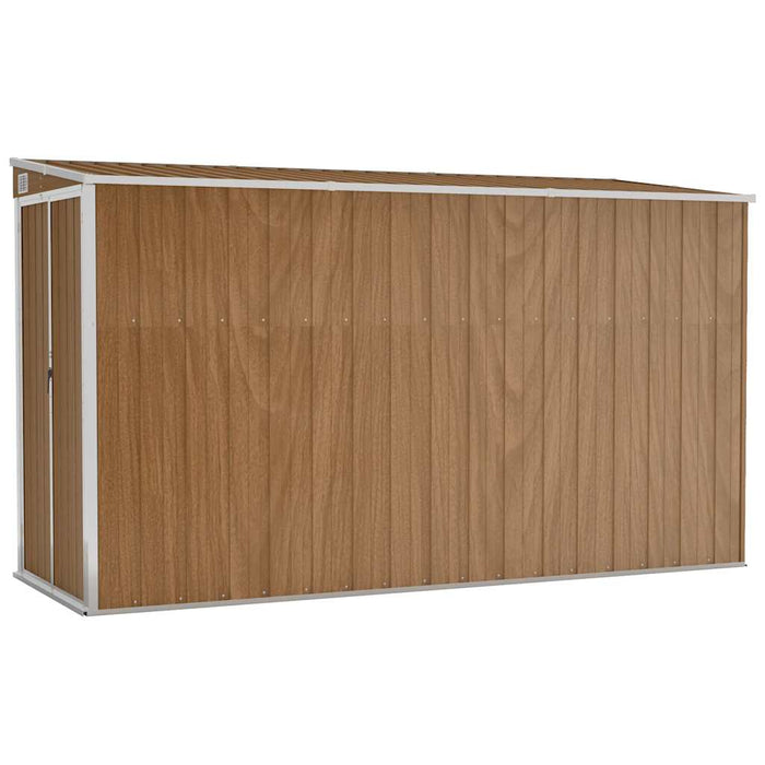 Wall-Mounted Garden Shed Brown 118X288X178 Cm Galvanised Steel Tolxxn