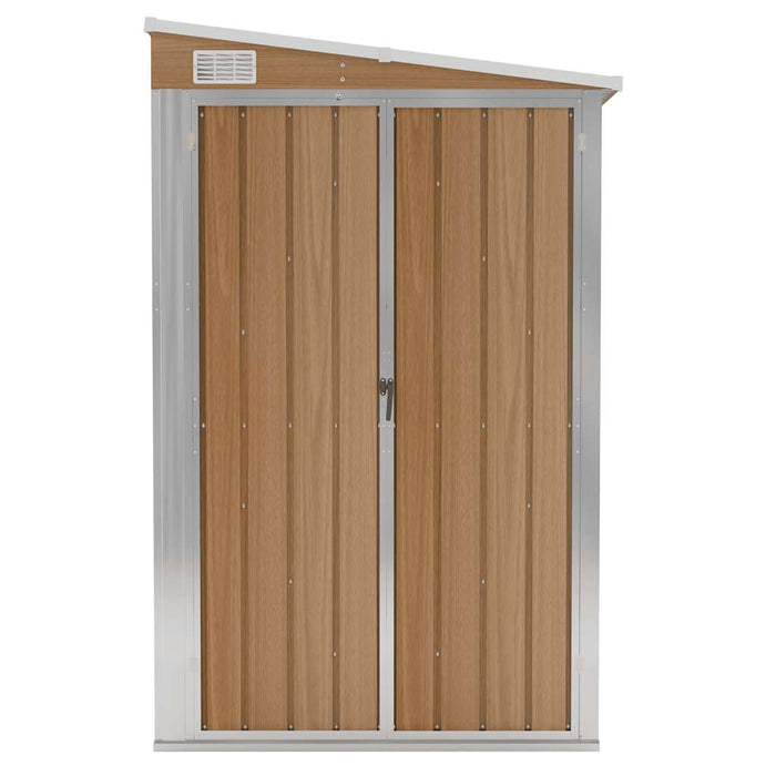Wall-Mounted Garden Shed Brown 118X288X178 Cm Galvanised Steel Tolxxn