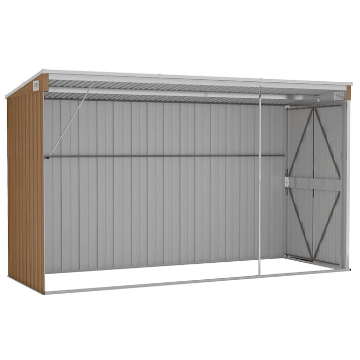 Wall-Mounted Garden Shed Brown 118X288X178 Cm Galvanised Steel Tolxxn