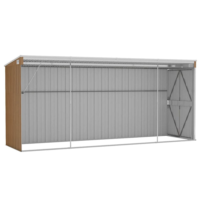 Wall-Mounted Garden Shed Brown 118X382X178 Cm Galvanised Steel Tolxtx
