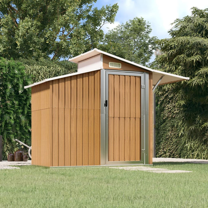 Garden Shed Brown 270X130X208.5 Cm Galvanised Steel Tolxap