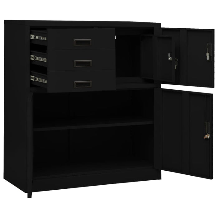 Office Cabinet Black 90X40X102 Cm Steel Ttlabi