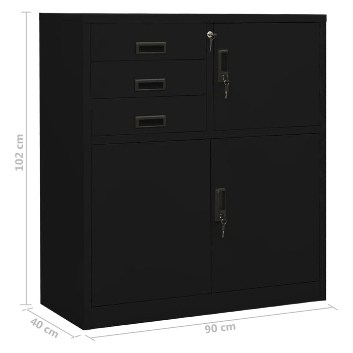 Office Cabinet Black 90X40X102 Cm Steel Ttlabi