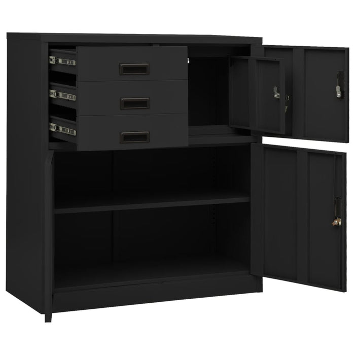 Office Cabinet Anthracite 90X40X102 Cm Steel Ttlabn