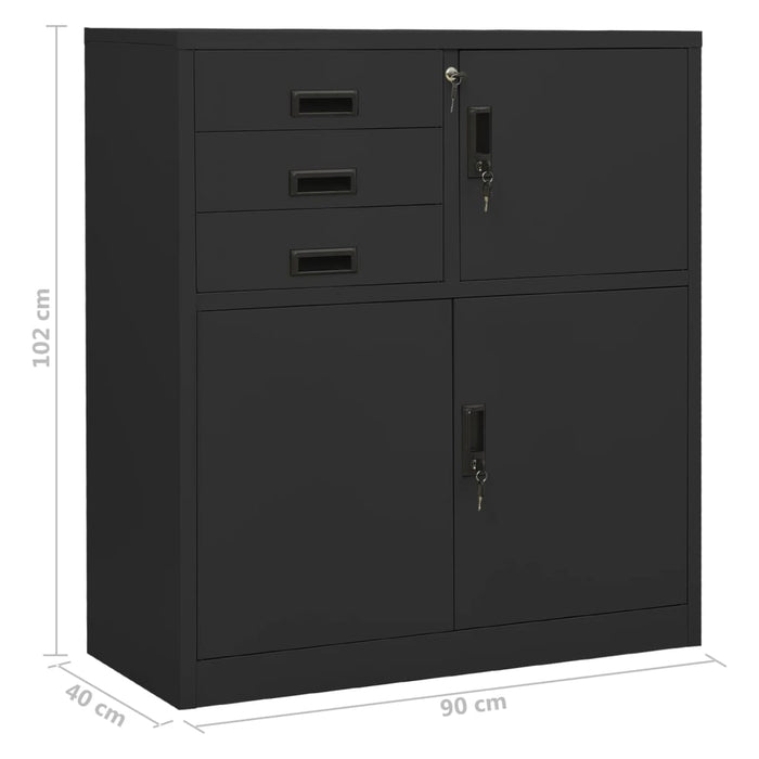 Office Cabinet Anthracite 90X40X102 Cm Steel Ttlabn