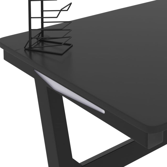 Gaming Desk Led With Z Shape Legs Black 90X60X75 Cm Txpaon