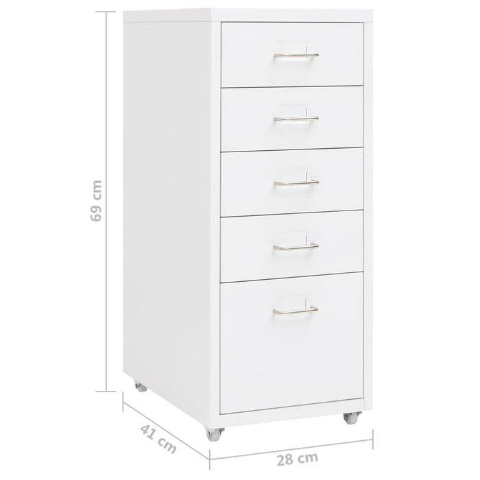 Mobile File Cabinet White 28X41X69 Cm Metal Ttpkot