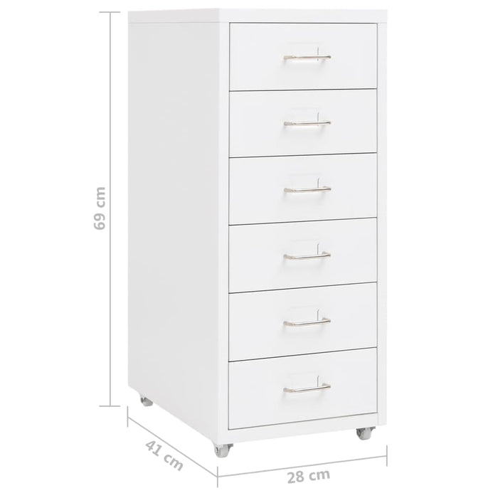 Mobile File Cabinet White 28X41X69 Cm Metal Ttpkol