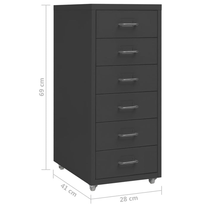 Mobile File Cabinet Anthracite 28X41X69 Cm Metal Ttpkok