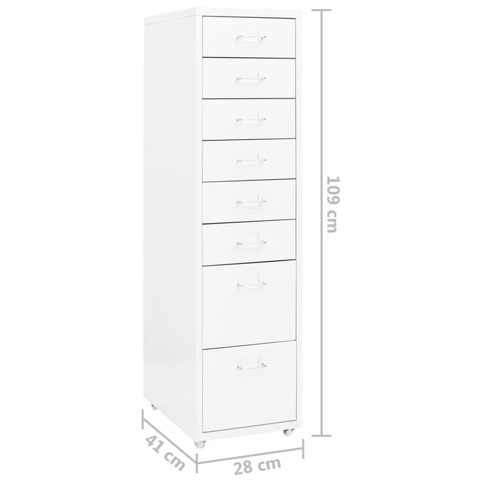 Mobile File Cabinet White 28X41X109 Cm Metal Ttpkxb