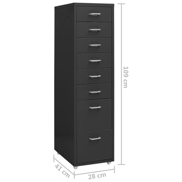 Mobile File Cabinet Anthracite 28X41X109 Cm Metal Ttpkxt