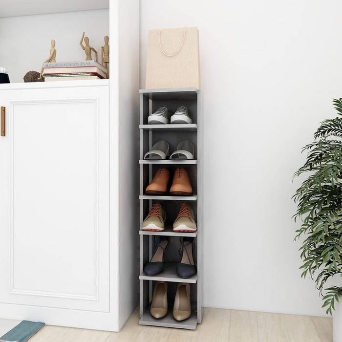 Shoe Cabinet Concrete Grey 27.5X27X102 Cm Engineered Wood Nbnakt
