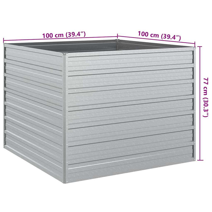 Garden Raised Bed 100X100X77 Cm Galvanized Steel Silver Tolnnt