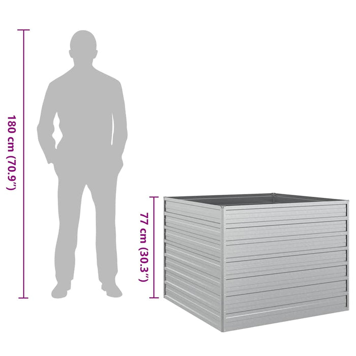 Garden Raised Bed 100X100X77 Cm Galvanized Steel Silver Tolnnt