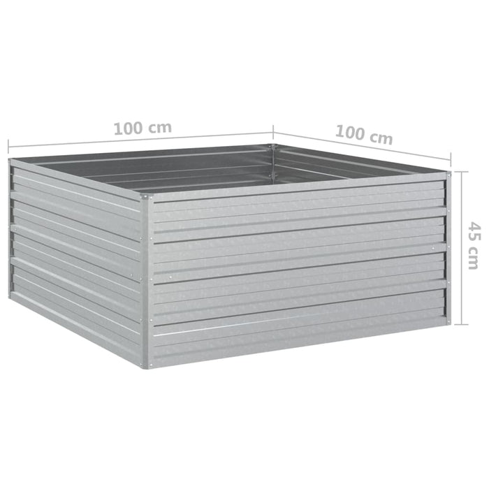 Garden Raised Bed 100X100X45 Cm Galvanized Steel Silver Tolnnp