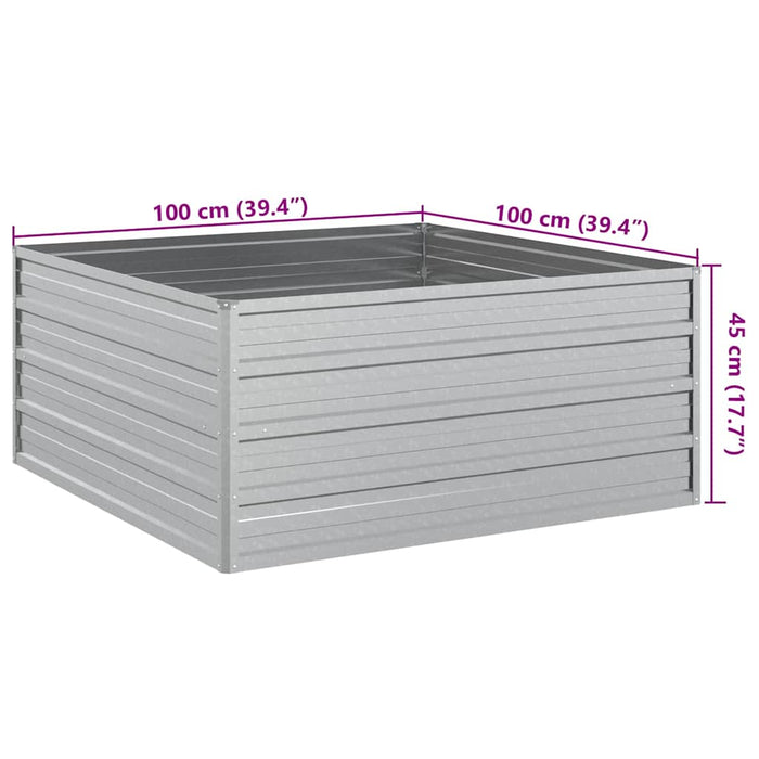 Garden Raised Bed 100X100X45 Cm Galvanized Steel Silver Tolnnp