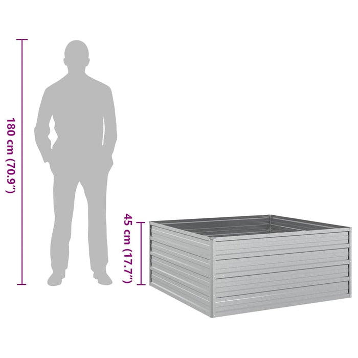 Garden Raised Bed 100X100X45 Cm Galvanized Steel Silver Tolnnp