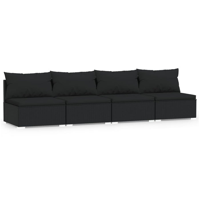 4-Seater Sofa With Cushions Black Poly Rattan Toiptb