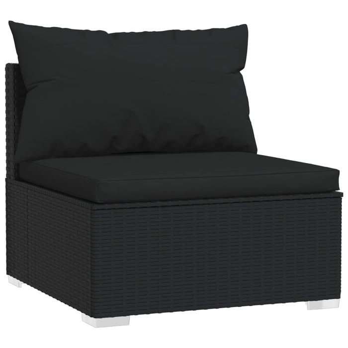 4-Seater Sofa With Cushions Black Poly Rattan Toiptb