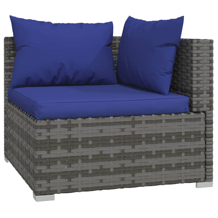 3-Seater Sofa With Cushions Grey Poly Rattan Toipll