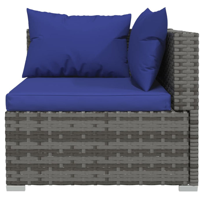 3-Seater Sofa With Cushions Grey Poly Rattan Toipll