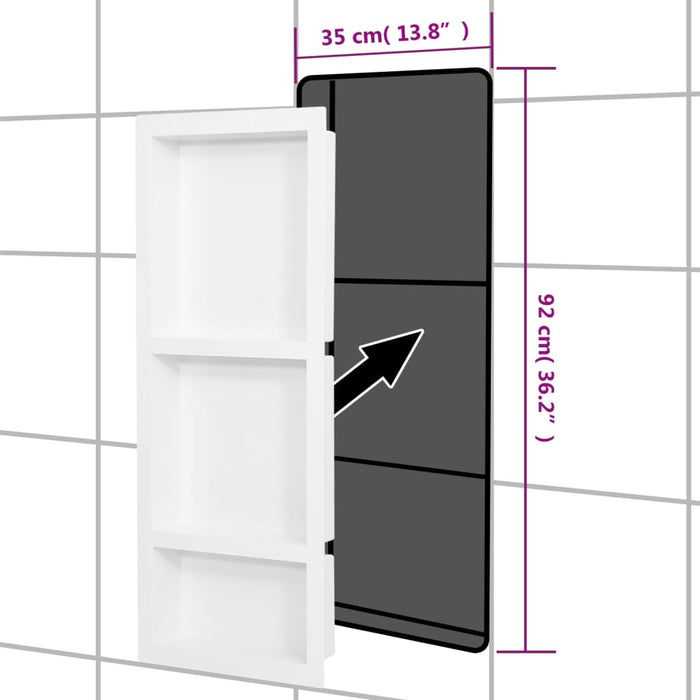 Shower Niche With 3 Compartments Matt White 41X99X9 Cm Opotkk