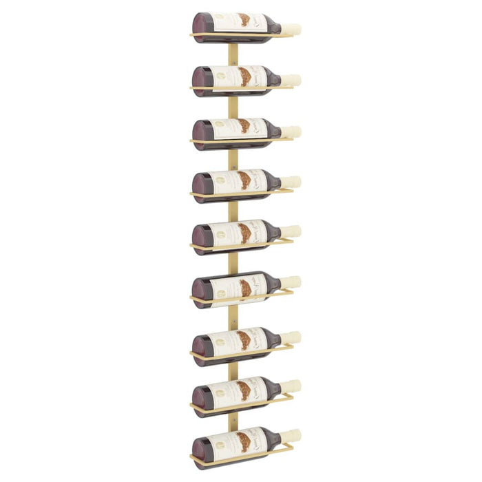 Wall-Mounted Wine Rack For 9 Bottles Gold Iron Tabkbo