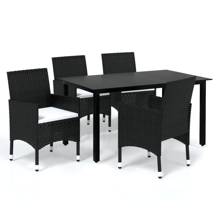 5 Piece Garden Dining Set With Cushions Poly Rattan Black Tbkakip