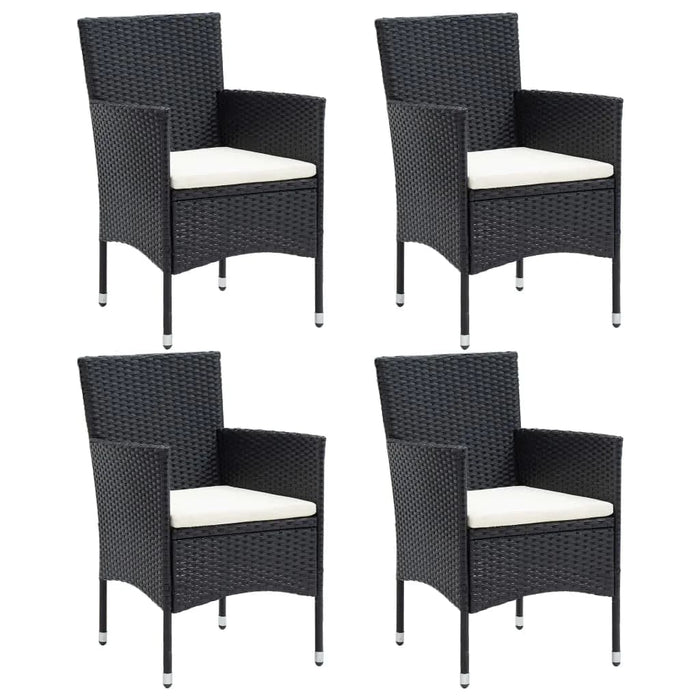 5 Piece Garden Dining Set With Cushions Poly Rattan Black Tbkakip