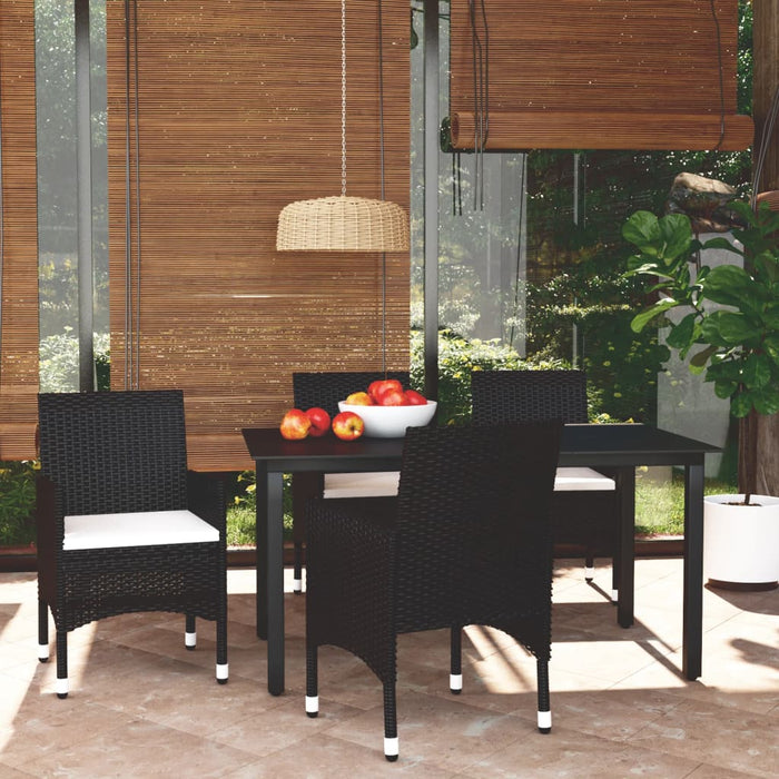 5 Piece Garden Dining Set With Cushions Poly Rattan Black Tbkakip