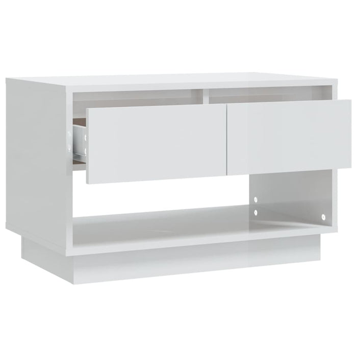 Tv Cabinet Glossy Look White 70X41X44 Cm Engineered Wood Nbkpbb