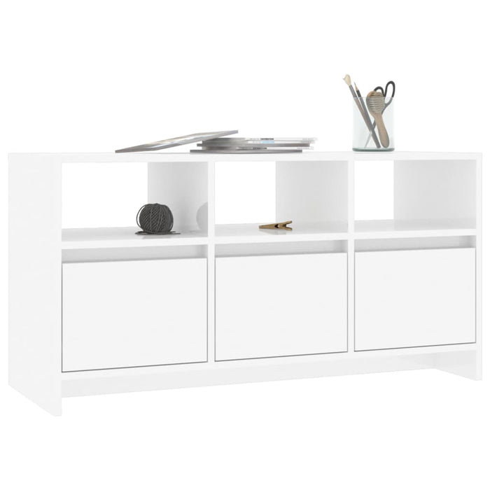 Tv Cabinet Glossy Look White 102X37.5X52.5 Cm Engineered Wood Nbknbl