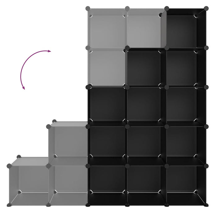 Storage Cube Organiser With 15 Cubes Black Pp Tabpap