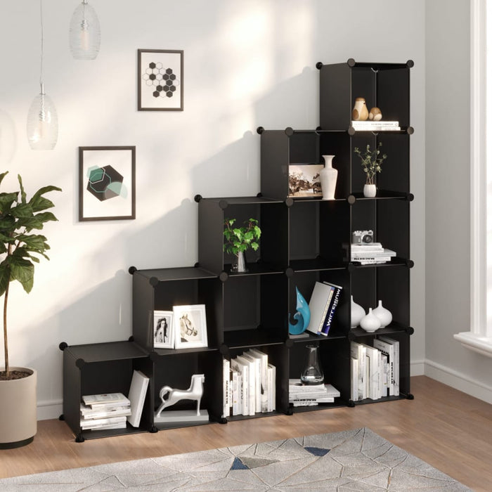 Storage Cube Organiser With 15 Cubes Black Pp Tabpap