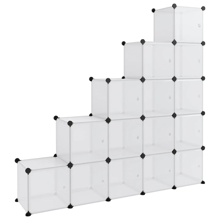 Storage Cube Organiser With 15 Cubes And Doors Transparent Pp Tabppt