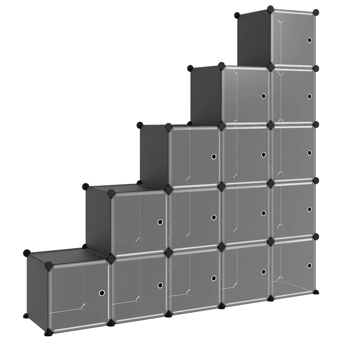 Storage Cube Organiser With 15 Cubes And Doors Black Pp Tabppa