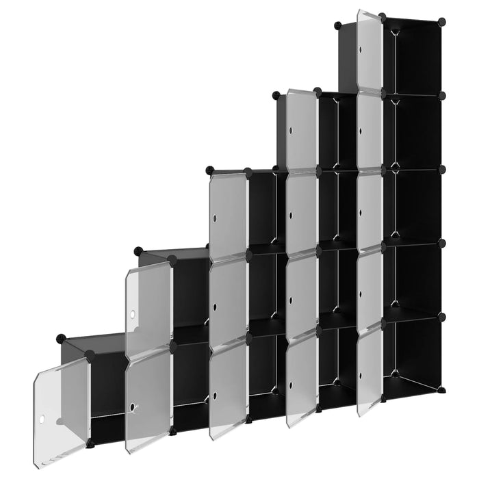Storage Cube Organiser With 15 Cubes And Doors Black Pp Tabppa