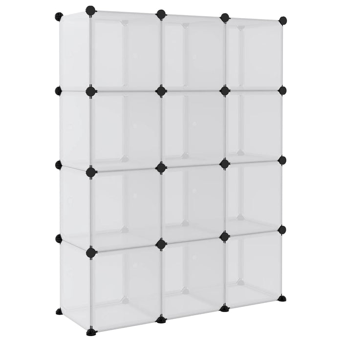 Storage Cube Organiser With 12 Cubes And Doors Transparent Pp Tabppp